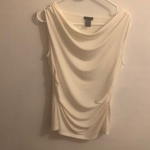 Ann Taylor scrunched loose white tank top, size small!